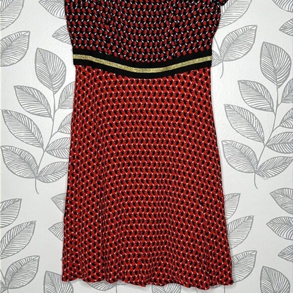 Anthropologie Maeve Amici Rabbit Print Red Dress Size 4 Career - Picture 4 of 12